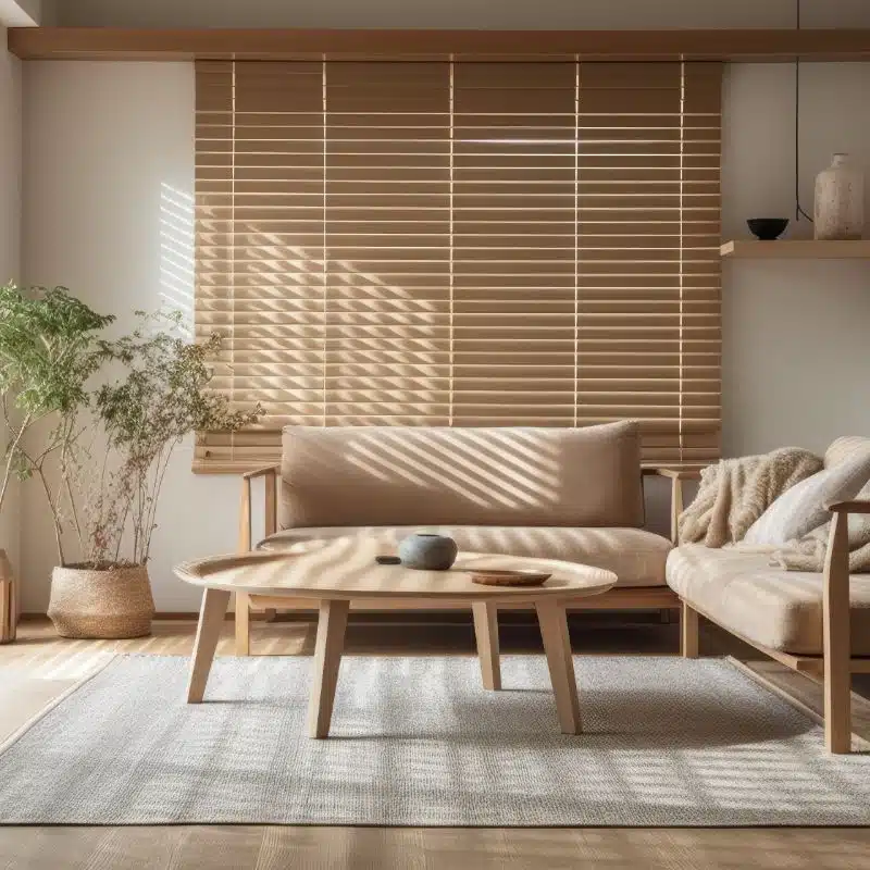 blinds on a window in the living room