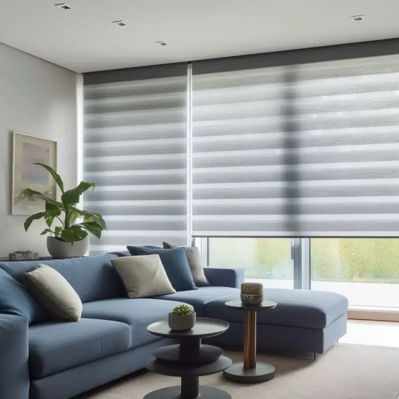 blinds on large living room windows