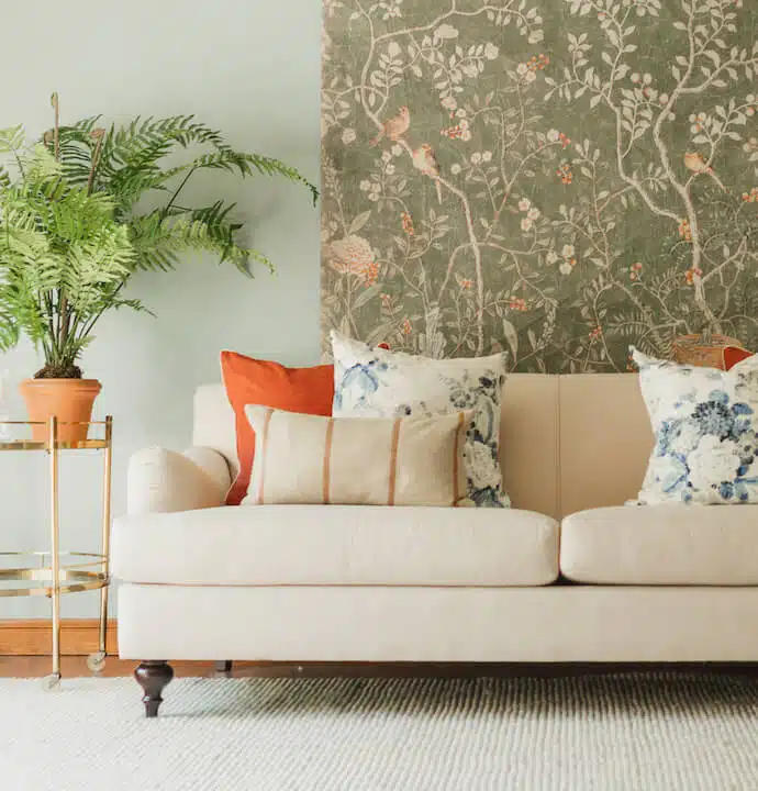 bright pillows on a couch